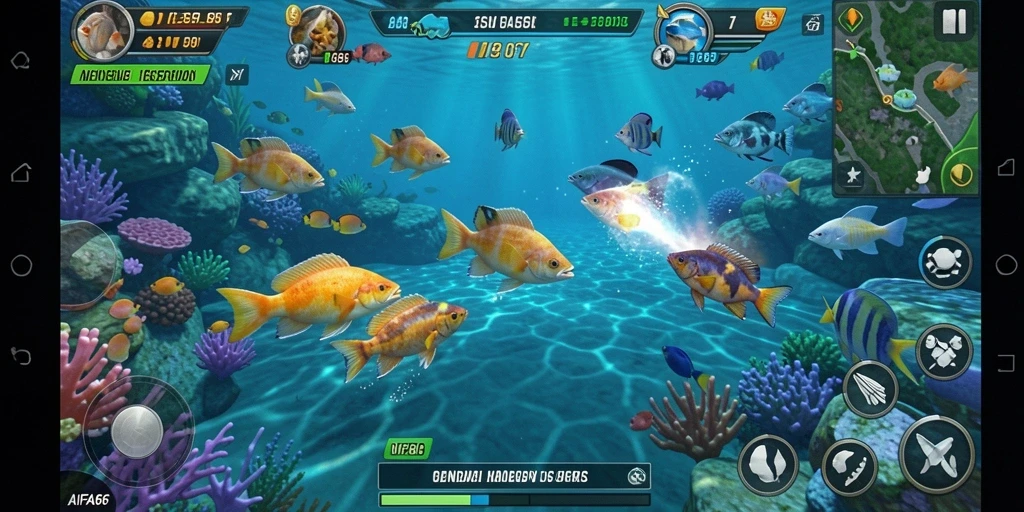 Tangkapan layar AIFA66 menunjukkan gameplay Tembak Ikan yang seru dan mengasyikkan.