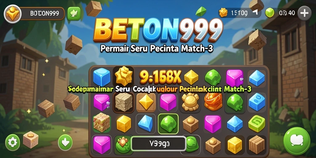 Screenshot menunjukkan gameplay seru dari permainan Match-3 BETON999.