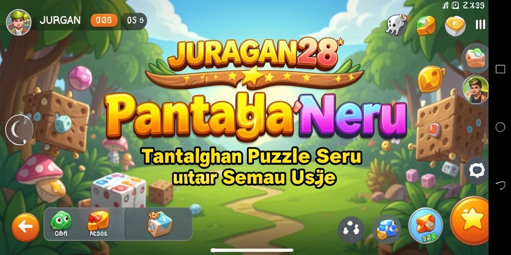 Screenshot utama JURAGAN28 menampilkan gameplay puzzle yang seru.