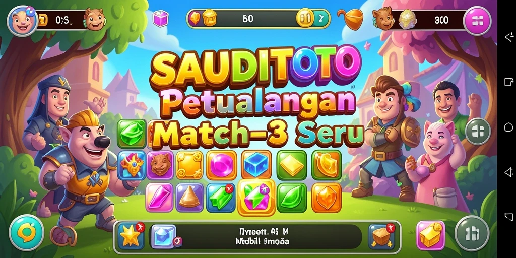 Tampilan gameplay SAUDITOTO yang penuh warna dan seru.